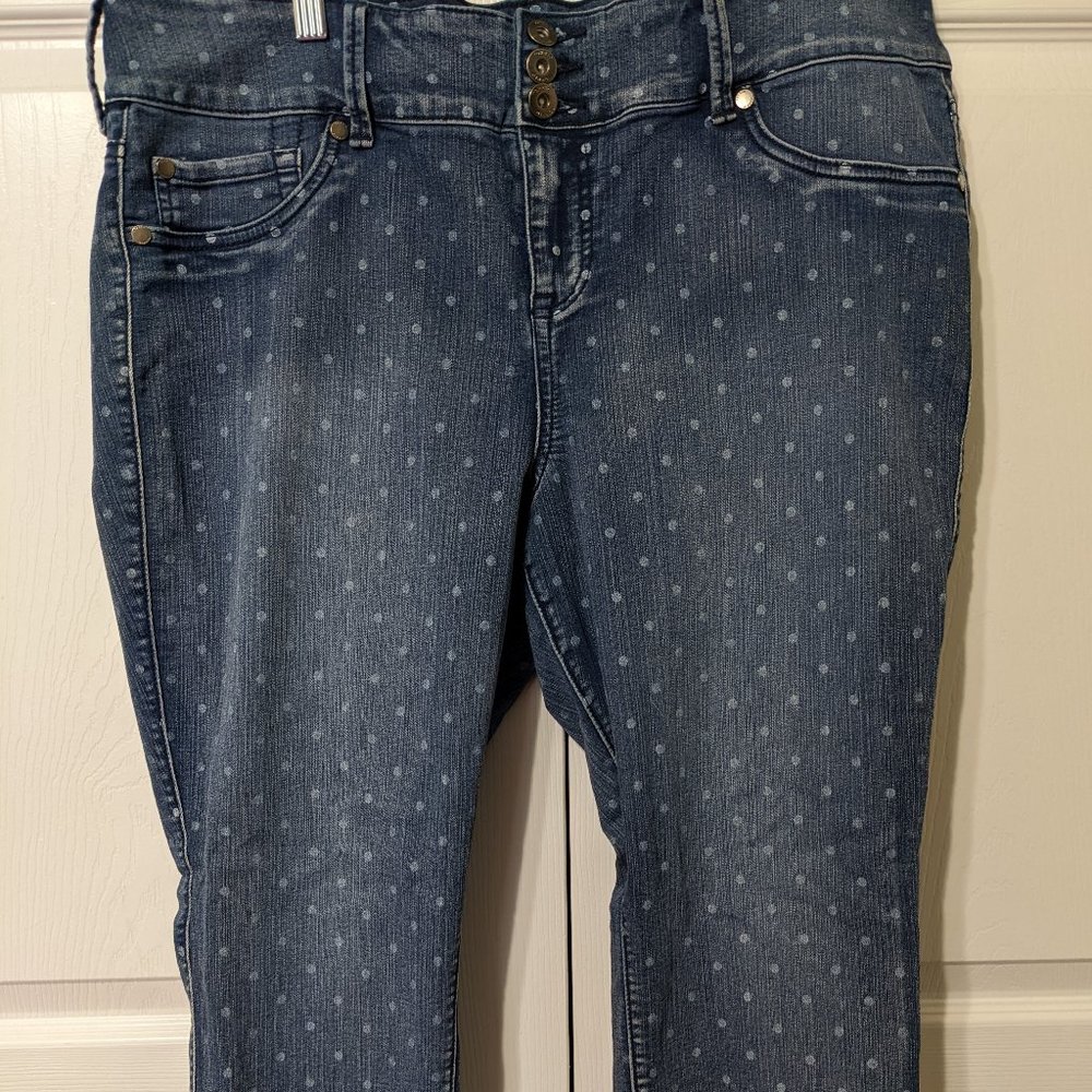 TORRID Light Wash Polka Dot Skinny Jeans Plus 18 Extra Short
